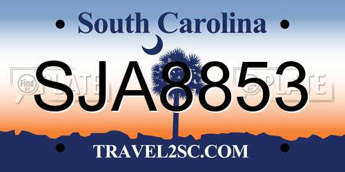SJA8853 South Carolina License Plate