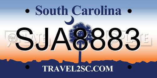 SJA8883 South Carolina License Plate