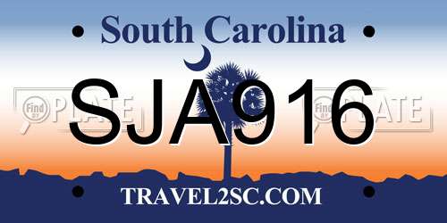 SJA916 South Carolina License Plate