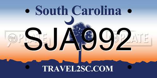 SJA992 South Carolina License Plate