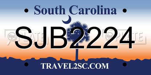 SJB2224 South Carolina License Plate