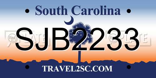 SJB2233 South Carolina License Plate