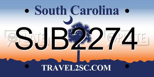 SJB2274 South Carolina License Plate