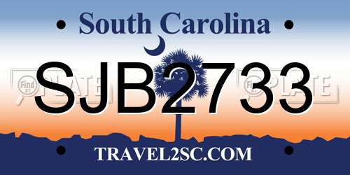 SJB2733 South Carolina License Plate