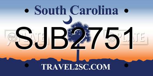 SJB2751 South Carolina License Plate