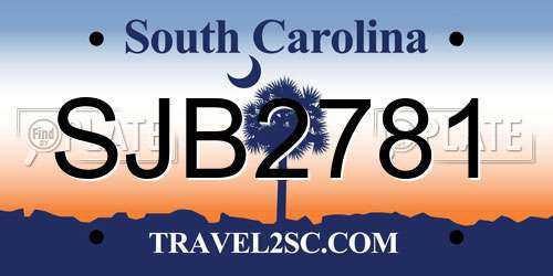 SJB2781 South Carolina License Plate