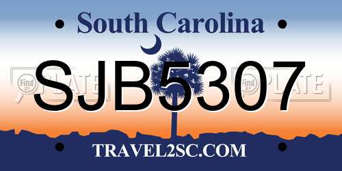 SJB5307 South Carolina License Plate
