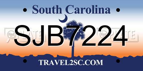 SJB7224 South Carolina License Plate