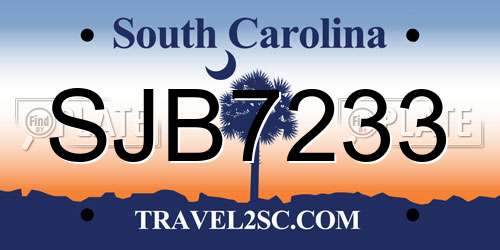 SJB7233 South Carolina License Plate