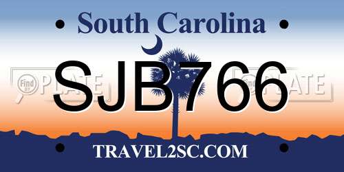 SJB766 South Carolina License Plate