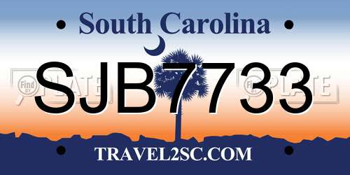 SJB7733 South Carolina License Plate