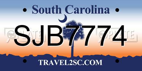 SJB7774 South Carolina License Plate
