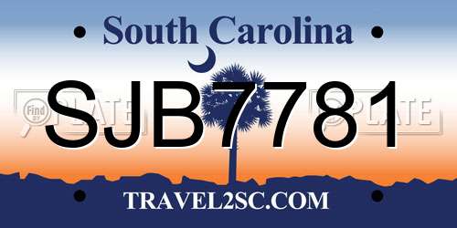 SJB7781 South Carolina License Plate