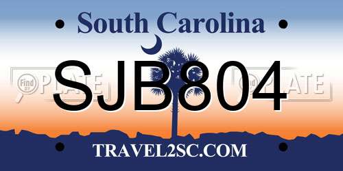 SJB804 South Carolina License Plate