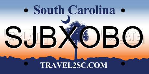 SJBXOBO South Carolina License Plate