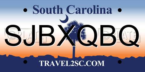 SJBXQBQ South Carolina License Plate