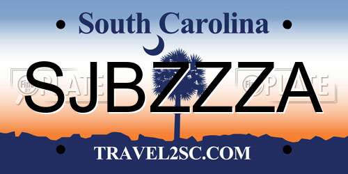 SJBZZZA South Carolina License Plate