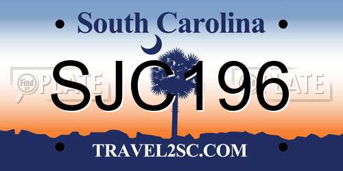 SJC196 South Carolina License Plate
