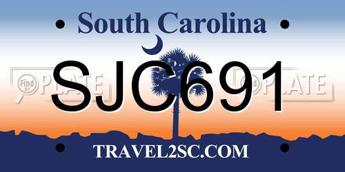 SJC691 South Carolina License Plate