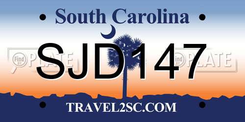SJD147 South Carolina License Plate