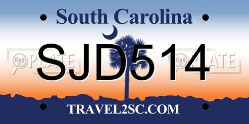 SJD514 South Carolina License Plate