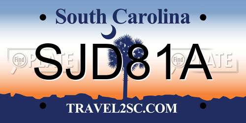 SJD81A South Carolina License Plate