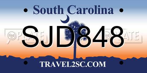 SJD848 South Carolina License Plate