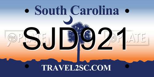 SJD921 South Carolina License Plate