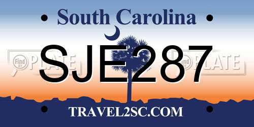 SJE287 South Carolina License Plate