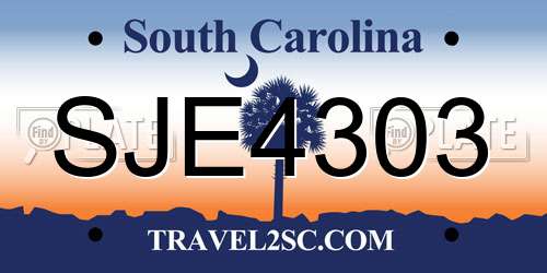 SJE4303 South Carolina License Plate