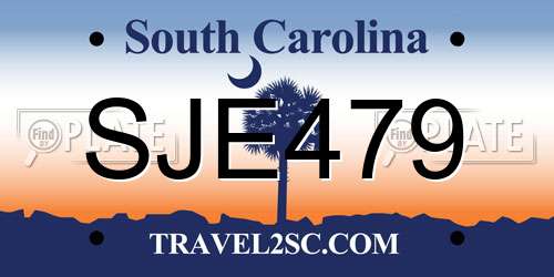 SJE479 South Carolina License Plate
