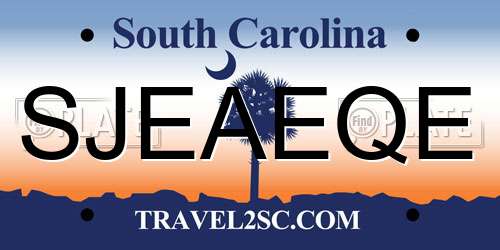 SJEAEQE South Carolina License Plate