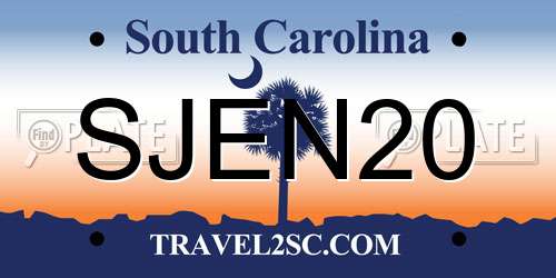 SJEN20 South Carolina License Plate