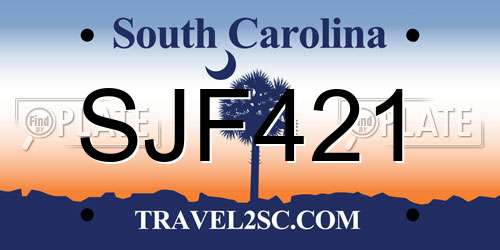 SJF421 South Carolina License Plate