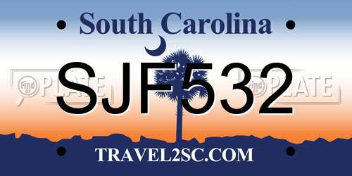 SJF532 South Carolina License Plate