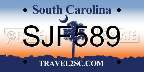 SJF589 South Carolina License Plate