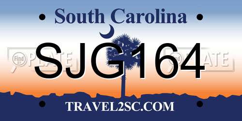 SJG164 South Carolina License Plate