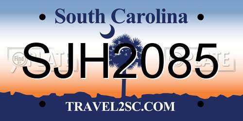 SJH2085 South Carolina License Plate