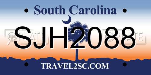 SJH2088 South Carolina License Plate