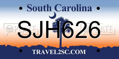 SJH626 South Carolina License Plate
