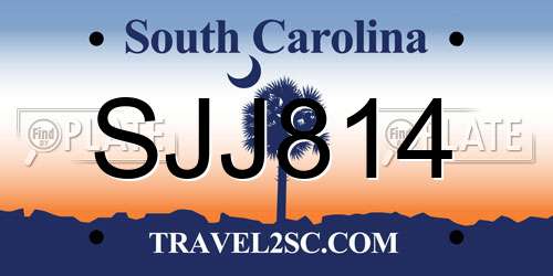 SJJ814 South Carolina License Plate