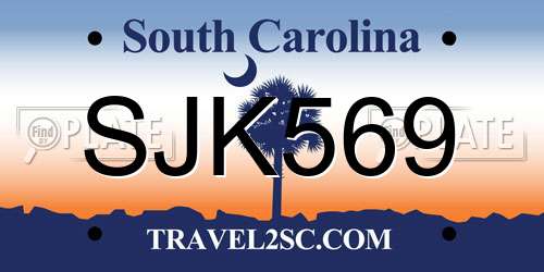 SJK569 South Carolina License Plate
