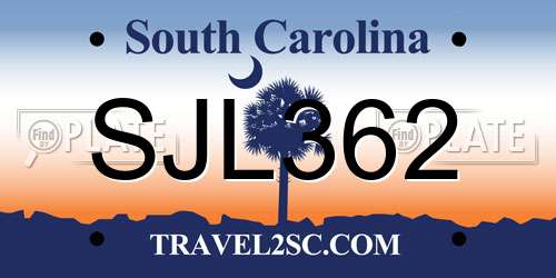 SJL362 South Carolina License Plate