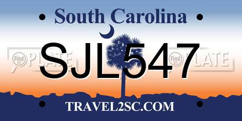 SJL547 South Carolina License Plate
