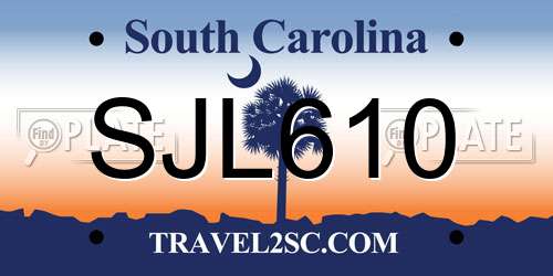 SJL610 South Carolina License Plate