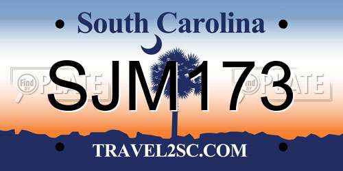SJM173 South Carolina License Plate