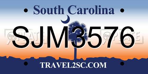 SJM3576 South Carolina License Plate