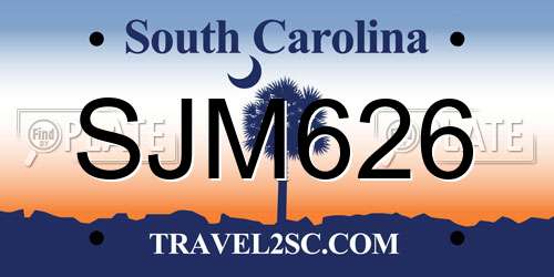 SJM626 South Carolina License Plate