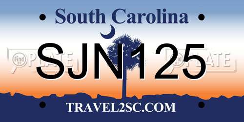 SJN125 South Carolina License Plate