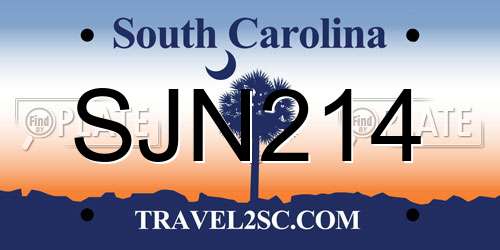 SJN214 South Carolina License Plate